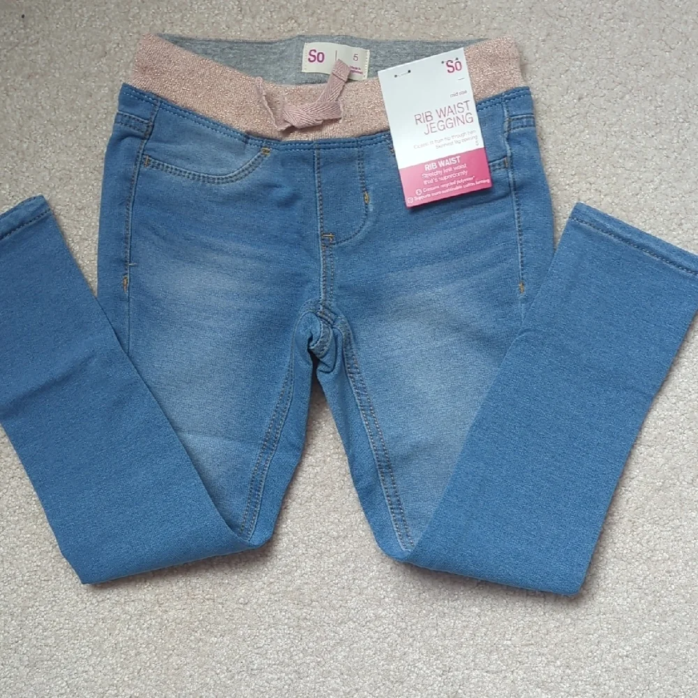 3 For $30. SO Light Blue Jeggings with Pink Waistband